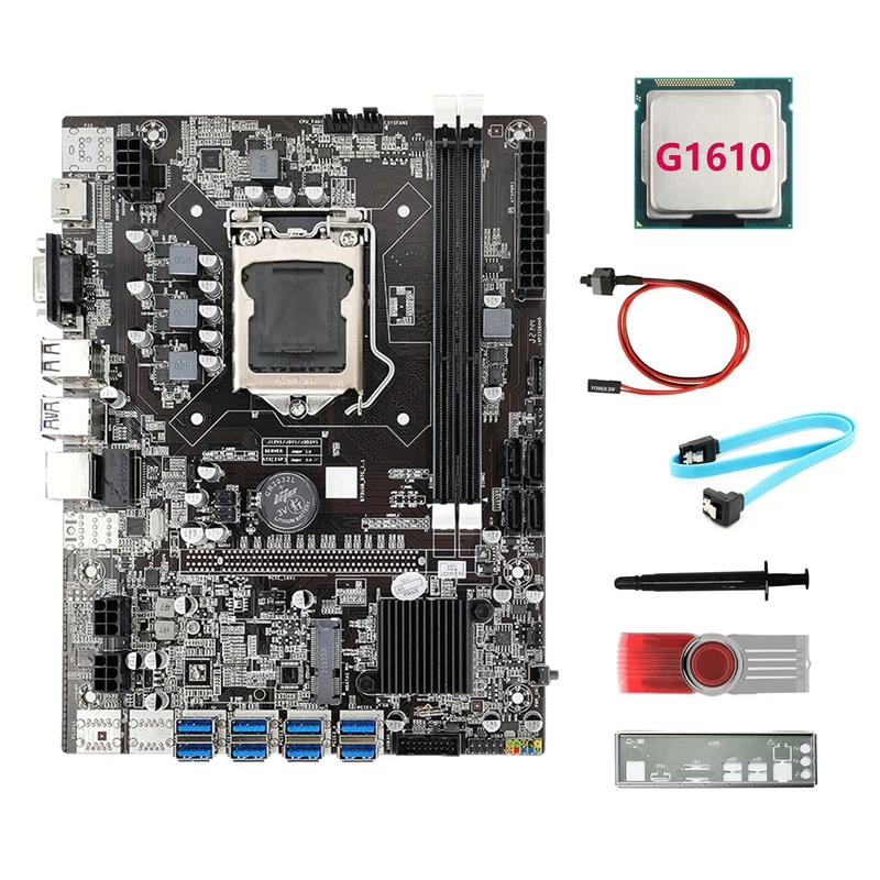 B75 8USB BTC Mining Motherboard+G1610 CPU+64G USB Driver+SATA Cable+Switch Cable+Thermal Grease+Baffle For ETH Miner
B75 8USB BTC Mining Motherboard+G1610 CPU+64G USB Driver+SATA Cable+Switch Cable+Thermal Grease+Baffle For ETH Miner
