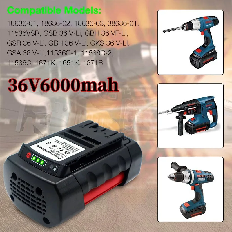 Replace the 36V6000mAh lithium-ion rechargeable battery BAT810 BAT836 BAT840 GBH36V-L electric tool
Replace the 36V6000mAh lithium-ion rechargeable battery BAT810 BAT836 BAT840 GBH36V-L electric tool