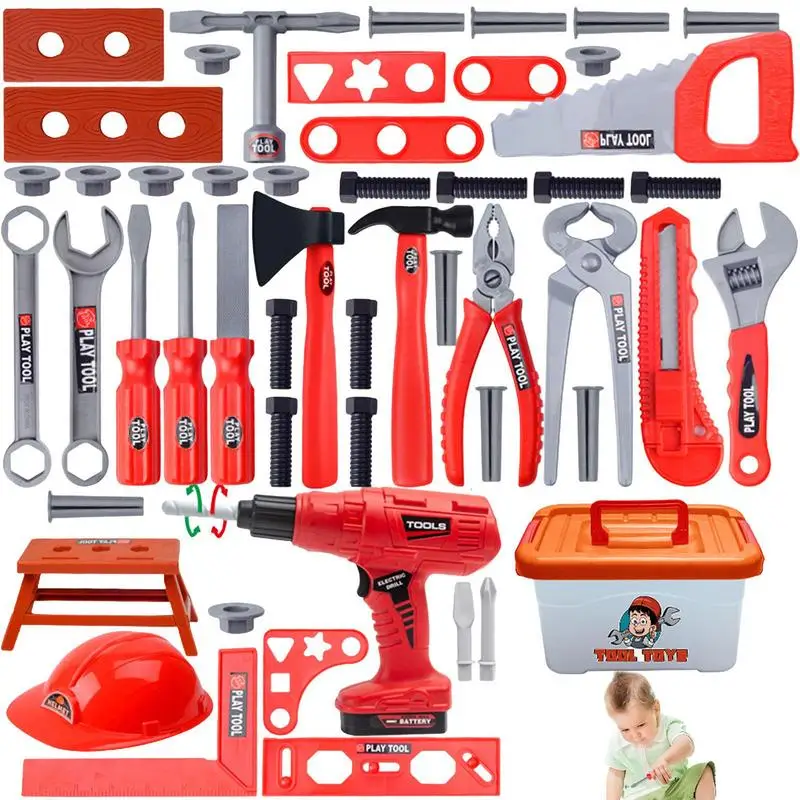 Electric Toy Drill Set Toy Tool Set For Boys 55PCS Kids Tool Set With Electric Toy Drill Pretend Play Tools For Toddlers Boy
Electric Toy Drill Set Toy Tool Set For Boys 55PCS Kids Tool Set With Electric Toy Drill Pretend Play Tools For Toddlers Boy