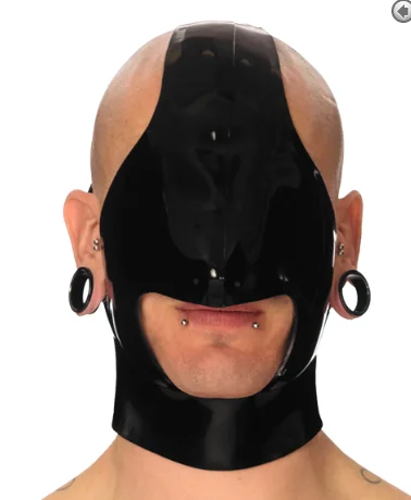 

100% латексная резиновая черная сексуальная маска Gummi, дизайн пряжки, красивая, ролевая игра вечерние, удобная, ручная работа xs-xxl 0,4 мм