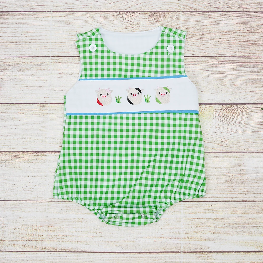 0-3T Summer Boy Clothes Sleeveless One-pieces Bodysuit With Cartoon Pigs Embroidery Green Toddler Romper Pure Cotton Jumpsuit
0-3T Summer Boy Clothes Sleeveless One-pieces Bodysuit With Cartoon Pigs Embroidery Green Toddler Romper Pure Cotton Jumpsuit