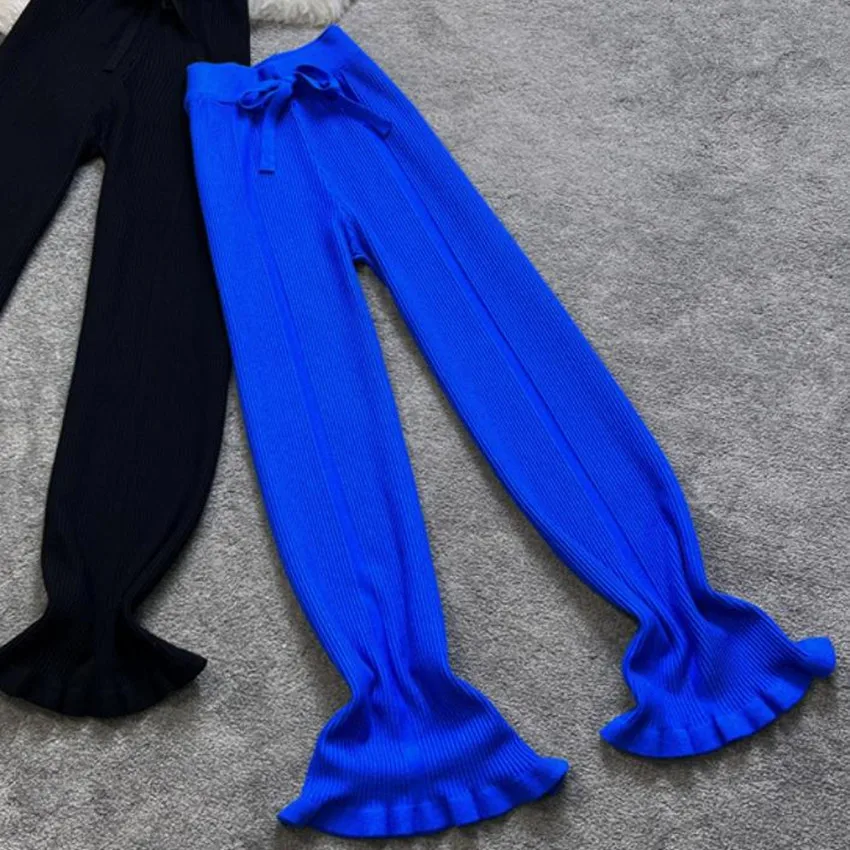Autum Winter Fashion Knitted Sweater Trousers Women Elastic Waist Loose Wide Leg Pants
Autum Winter Fashion Knitted Sweater Trousers Women Elastic Waist Loose Wide Leg Pants