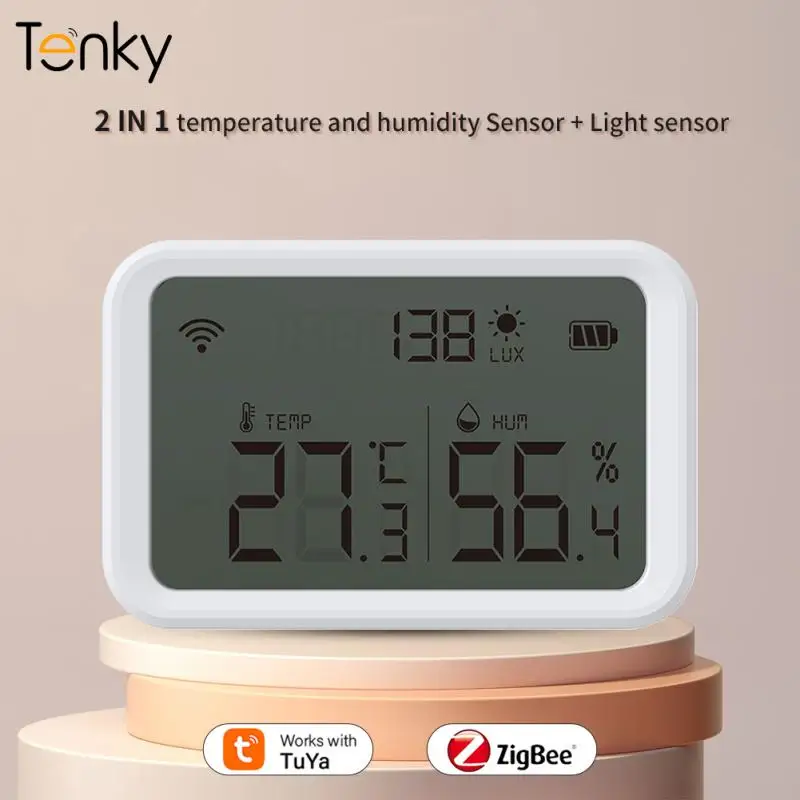 Tenky Tuya Zigbee 2 IN 1 Temperature Humidity Sensor+Light Sensor With Digital Display Scene Linkage T&H sensor 5 Alarms System
Tenky Tuya Zigbee 2 IN 1 Temperature Humidity Sensor+Light Sensor With Digital Display Scene Linkage T&H sensor 5 Alarms System