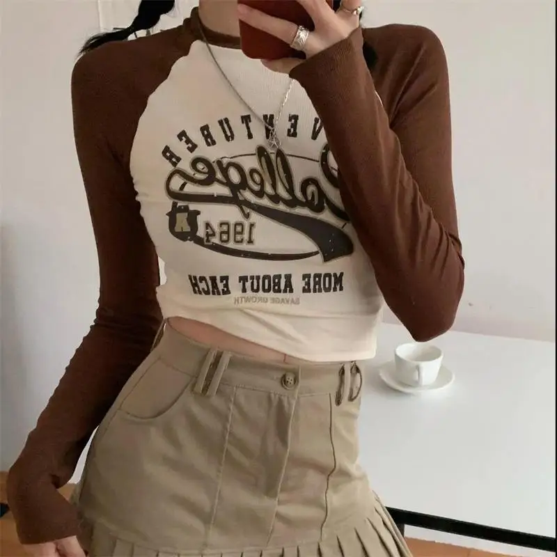 Retro Autumn Fashion Letter Print Short T Shirt Hip Hop Women Long Sleeve O Neck Slimming T-shirt Women Tops Streetwear
Retro Autumn Fashion Letter Print Short T Shirt Hip Hop Women Long Sleeve O Neck Slimming T-shirt Women Tops Streetwear