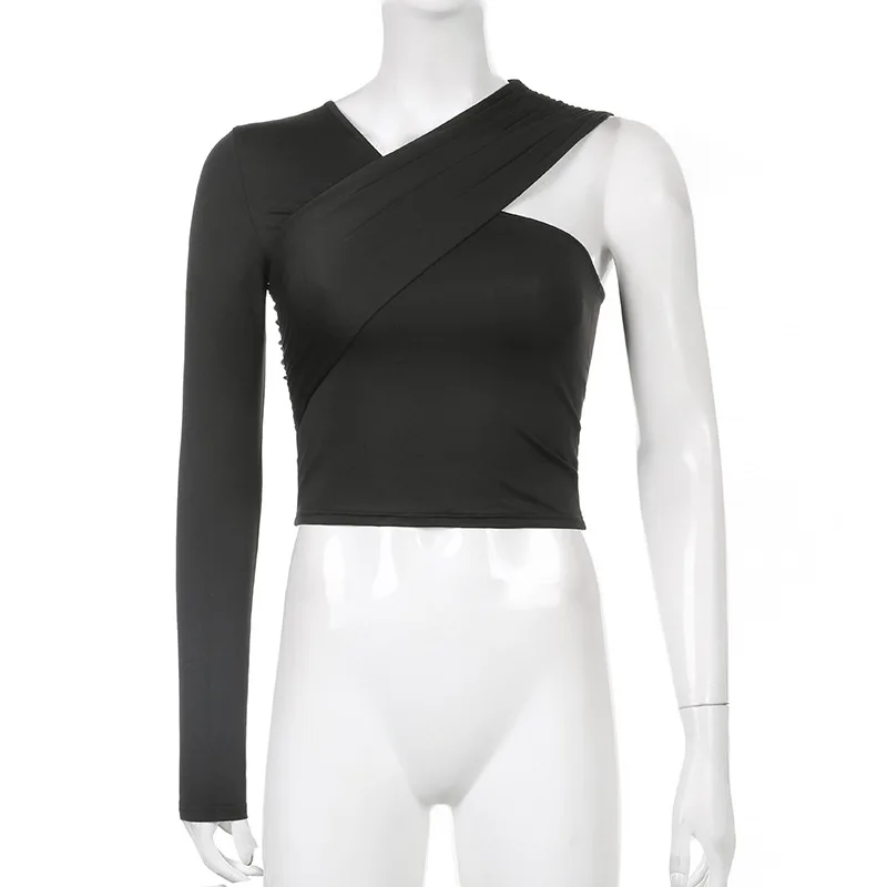 Vintge Tees Asymmetrical V Neck One-shoulder Soild Women's T-shirts Female Streetwear Crop Tops Autumn All-match Vintage Slim
Vintge Tees Asymmetrical V Neck One-shoulder Soild Women's T-shirts Female Streetwear Crop Tops Autumn All-match Vintage Slim