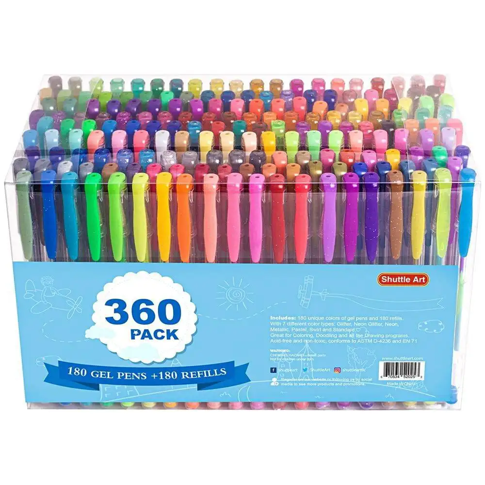 360 Pack Gel Pens Set, 180 Colors Gel Pen Set Plus 180 Color Refills Perfect Adult Coloring Books Doodling Drawing Art Markers
360 Pack Gel Pens Set, 180 Colors Gel Pen Set Plus 180 Color Refills Perfect Adult Coloring Books Doodling Drawing Art Markers