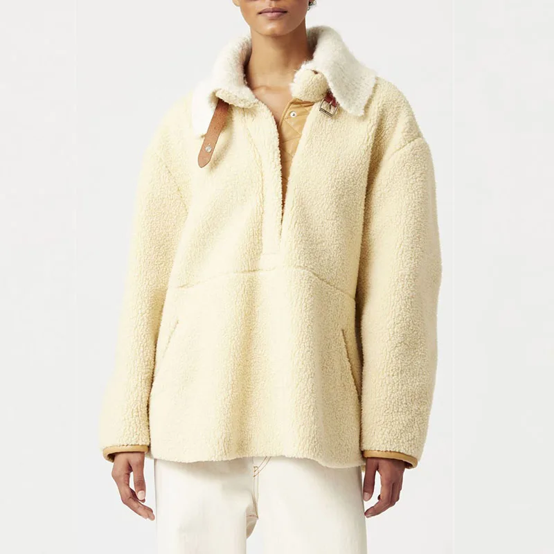 Woolen lapel zipper cotton sweater fleece loose casual knitting fleece women's long sleeve coat 2022 winter
Woolen lapel zipper cotton sweater fleece loose casual knitting fleece women's long sleeve coat 2022 winter