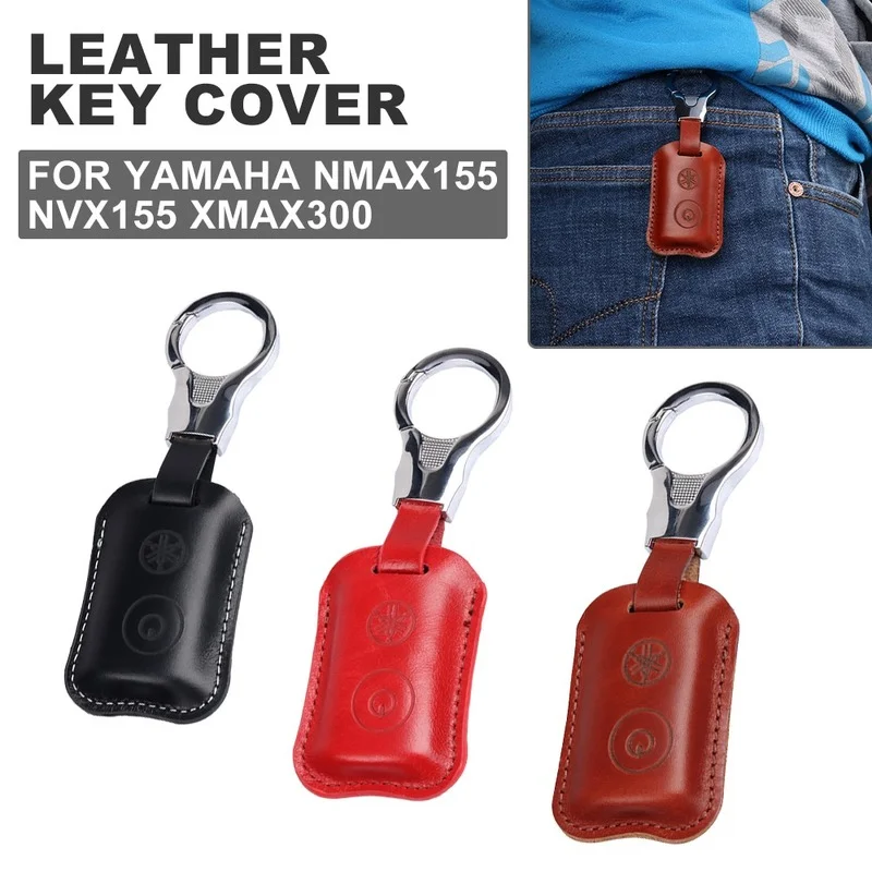 

Motorcycle Smart Remote Fobs Cover Leather Key Case Chain For YAMAHA NMAX155 Xmax300 X N-Max NMAX XMAX 125 250 300 400