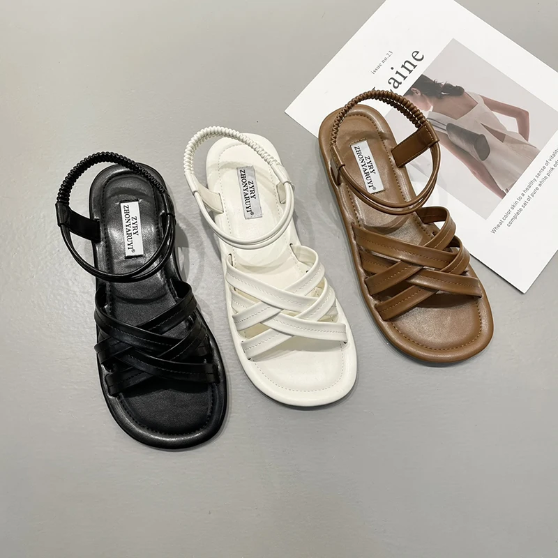 Fashion Women Sandals Open Toe Black White Brown Sumemr Dress Shoes Flat Low Heels Ankle Strap Elastic Band 2022 New Arrivals
Fashion Women Sandals Open Toe Black White Brown Sumemr Dress Shoes Flat Low Heels Ankle Strap Elastic Band 2022 New Arrivals