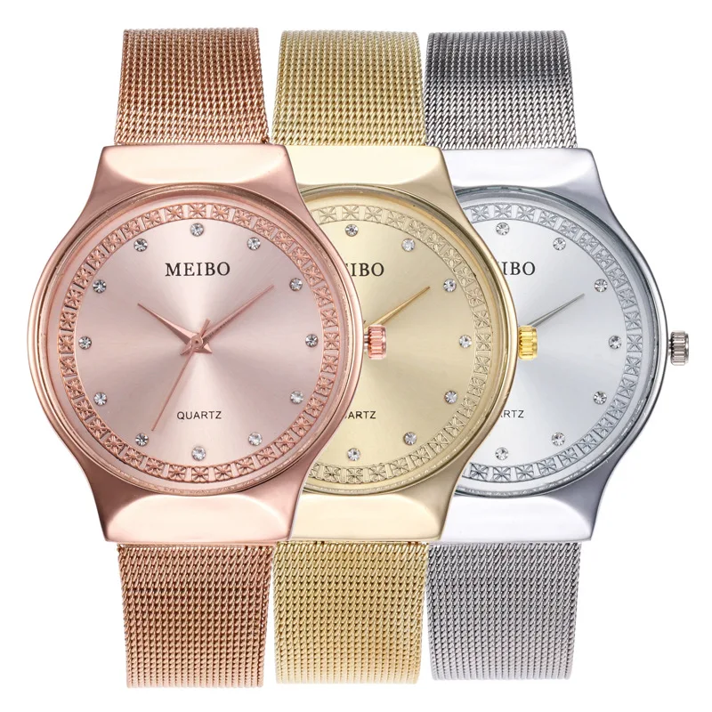 Women Elegant Stainless Steel Mesh Quartz Watch Fashion Simple Rhinestone Wristwatch Ladie Casual Dress Clock Relogio Feminino
Women Elegant Stainless Steel Mesh Quartz Watch Fashion Simple Rhinestone Wristwatch Ladie Casual Dress Clock Relogio Feminino