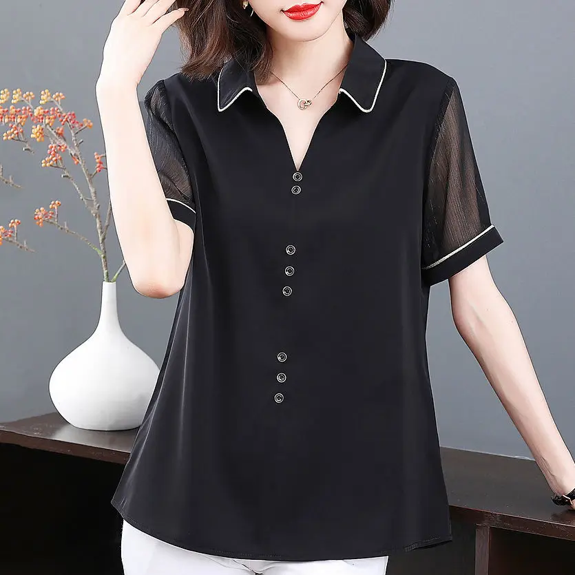 2023 New Women Summer Vintage Korean Solid Chiffon Shirt Office Lady Fashion Chic Casual Loose Short Sleeve Blouses Tops S183
2023 New Women Summer Vintage Korean Solid Chiffon Shirt Office Lady Fashion Chic Casual Loose Short Sleeve Blouses Tops S183