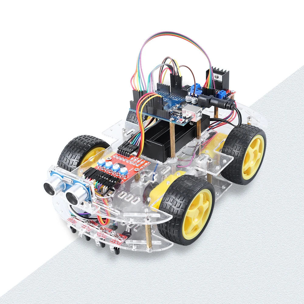 

2022 полноприводный умный робот автомобильный комплект для Arduino CH340 Uno R3 с ультразвуковым модулем, «сделай сам», электроника, отличный стартер,...