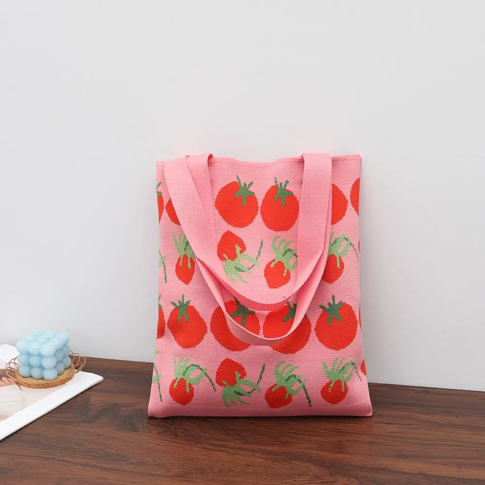 

Полиэстер, ручная работа, новинка, вместительная многоразовая сумка для покупок, сумка через плечо с рисунком томатов