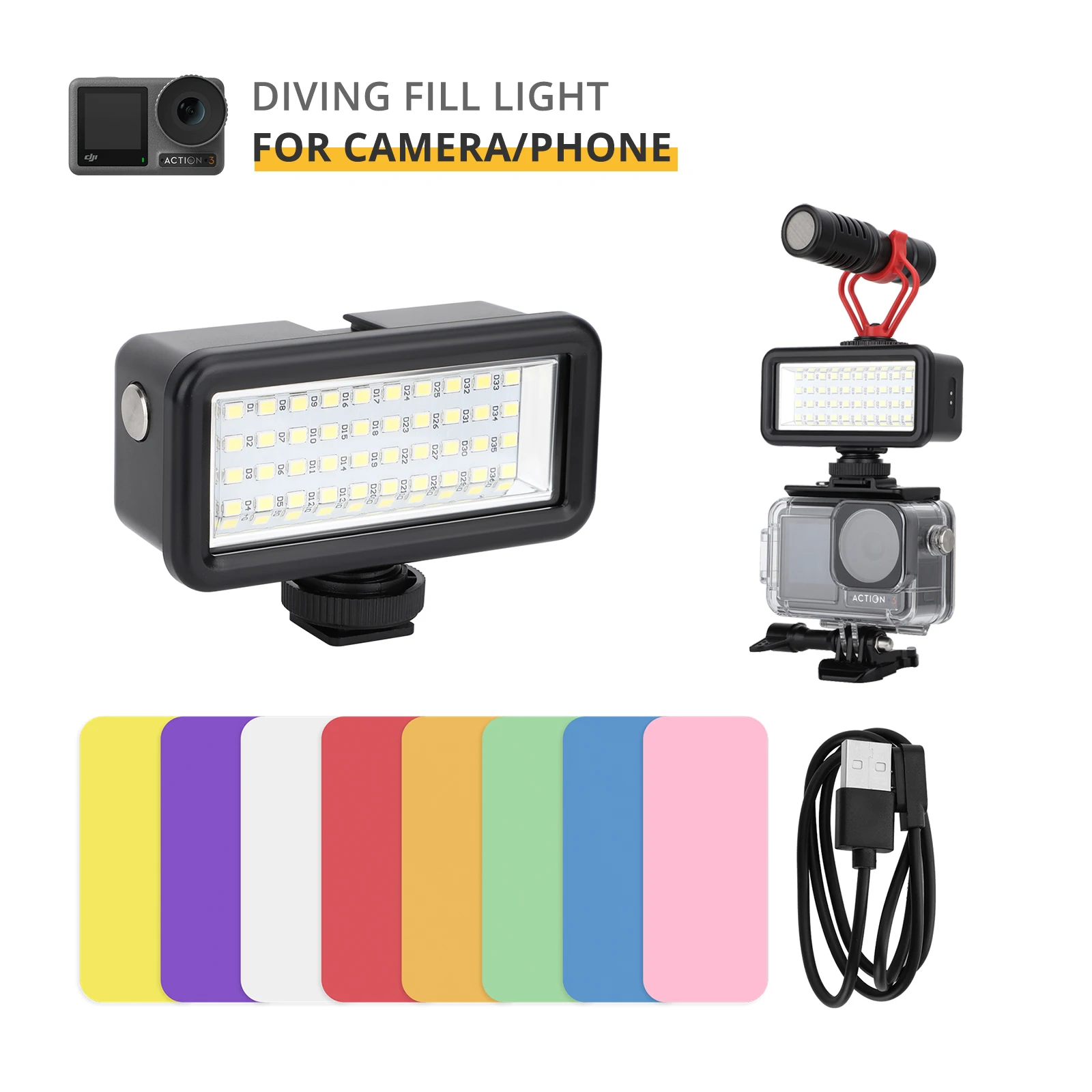 Diving Fill Light 40m Underwater LED Flash Light IPX8 Waterproof Diving Lighting Lamp for GOPRO DJI Action 3 Camera Accessories
Diving Fill Light 40m Underwater LED Flash Light IPX8 Waterproof Diving Lighting Lamp for GOPRO DJI Action 3 Camera Accessories