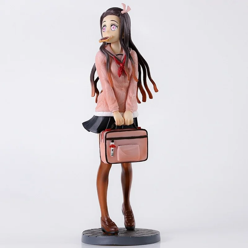 27cm Anime Figure Kamado Nezuko Demon Slayer Action Figure Kawaii Student Uniform Hold A Bag Kamado Nezuko PVC Model Toys 
27cm Anime Figure Kamado Nezuko Demon Slayer Action Figure Kawaii Student Uniform Hold A Bag Kamado Nezuko PVC Model Toys