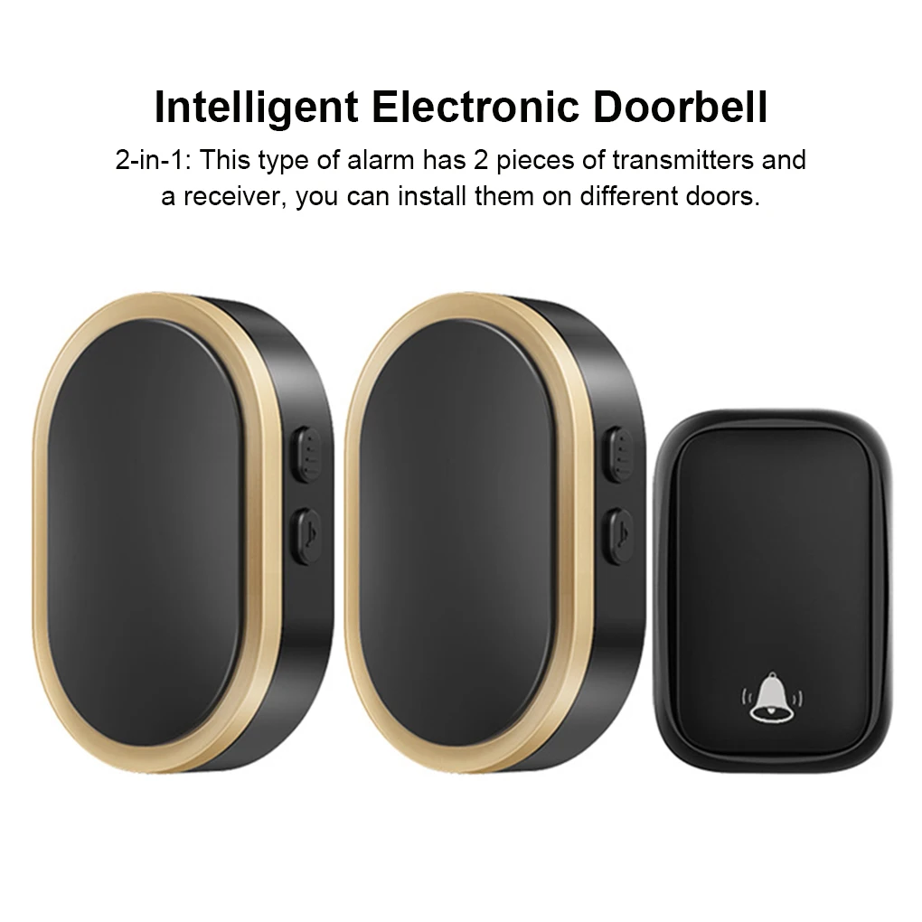 3 Pieces Wireless Door Bell Volume Music Adjustable Doorbell Outdoor Alarm Office Apartment Waterproof Remote Gold
3 Pieces Wireless Door Bell Volume Music Adjustable Doorbell Outdoor Alarm Office Apartment Waterproof Remote Gold