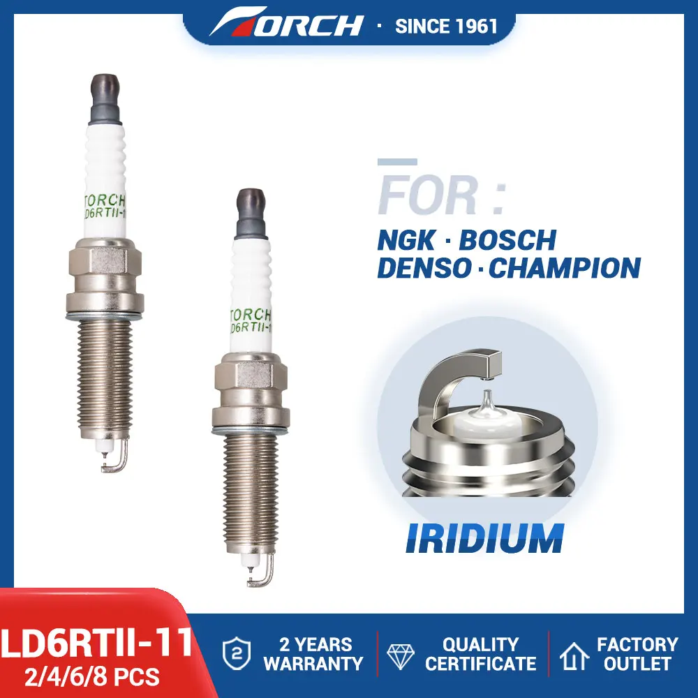 

2-8PCS Candles Replace for NISSAN 22401-JD01B DILKAR6A11 DF6H-11B Denso FXE22HR11 Spark Plugs Double Iridium Torch LD6RTII-11