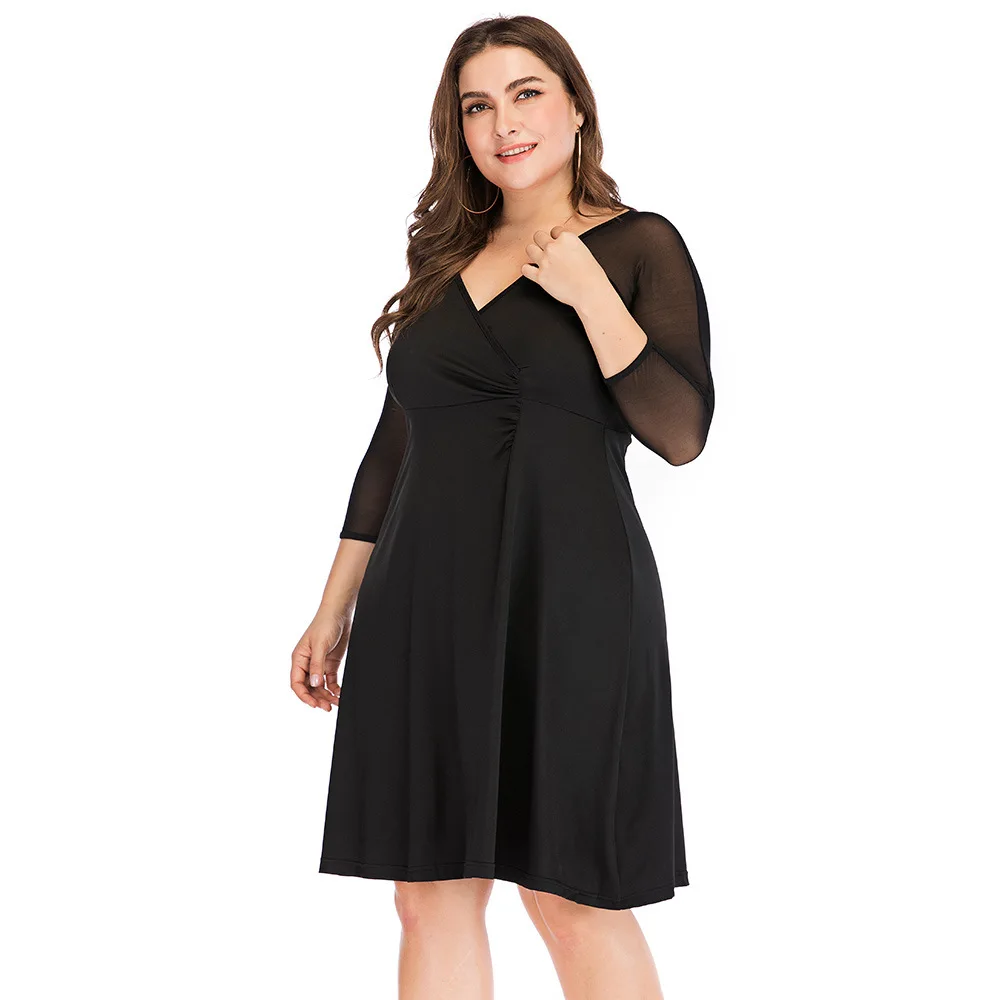 Plus Size Women's Clothing Fashion Casual V-neck Solid Color Mesh Stitching Long-sleeved Waist Elegant Ladies Dress XL-5XL
Plus Size Women's Clothing Fashion Casual V-neck Solid Color Mesh Stitching Long-sleeved Waist Elegant Ladies Dress XL-5XL