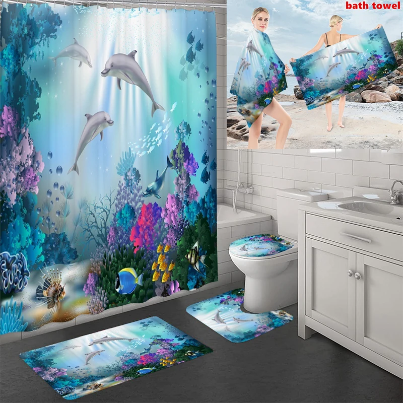 Shower Curtain Set with Bath Towel Printed Bathroom Non-Slip Mat Rug Toilet Cover Soft Water Absorbing Beach Towels Blanket
Shower Curtain Set with Bath Towel Printed Bathroom Non-Slip Mat Rug Toilet Cover Soft Water Absorbing Beach Towels Blanket