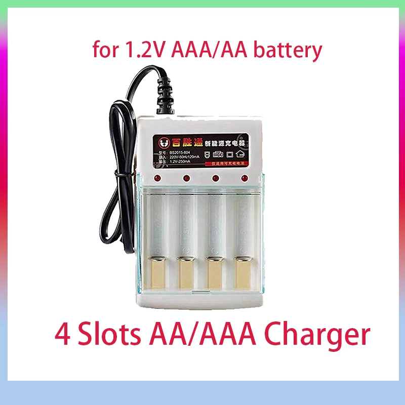 New 1.2V AA/AAA Ni-cd Charger 4 Slots Battery Charger Fast Electric Smart Charging EU Plug for 1.2V Battery Charging Safety
New 1.2V AA/AAA Ni-cd Charger 4 Slots Battery Charger Fast Electric Smart Charging EU Plug for 1.2V Battery Charging Safety