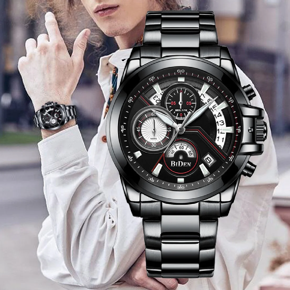 BIDEN Luxury Men Watch Chronograph Calendar Wristwatch For Male Japan Quartz Watches Full Stainless Steel Business montre homme
BIDEN Luxury Men Watch Chronograph Calendar Wristwatch For Male Japan Quartz Watches Full Stainless Steel Business montre homme