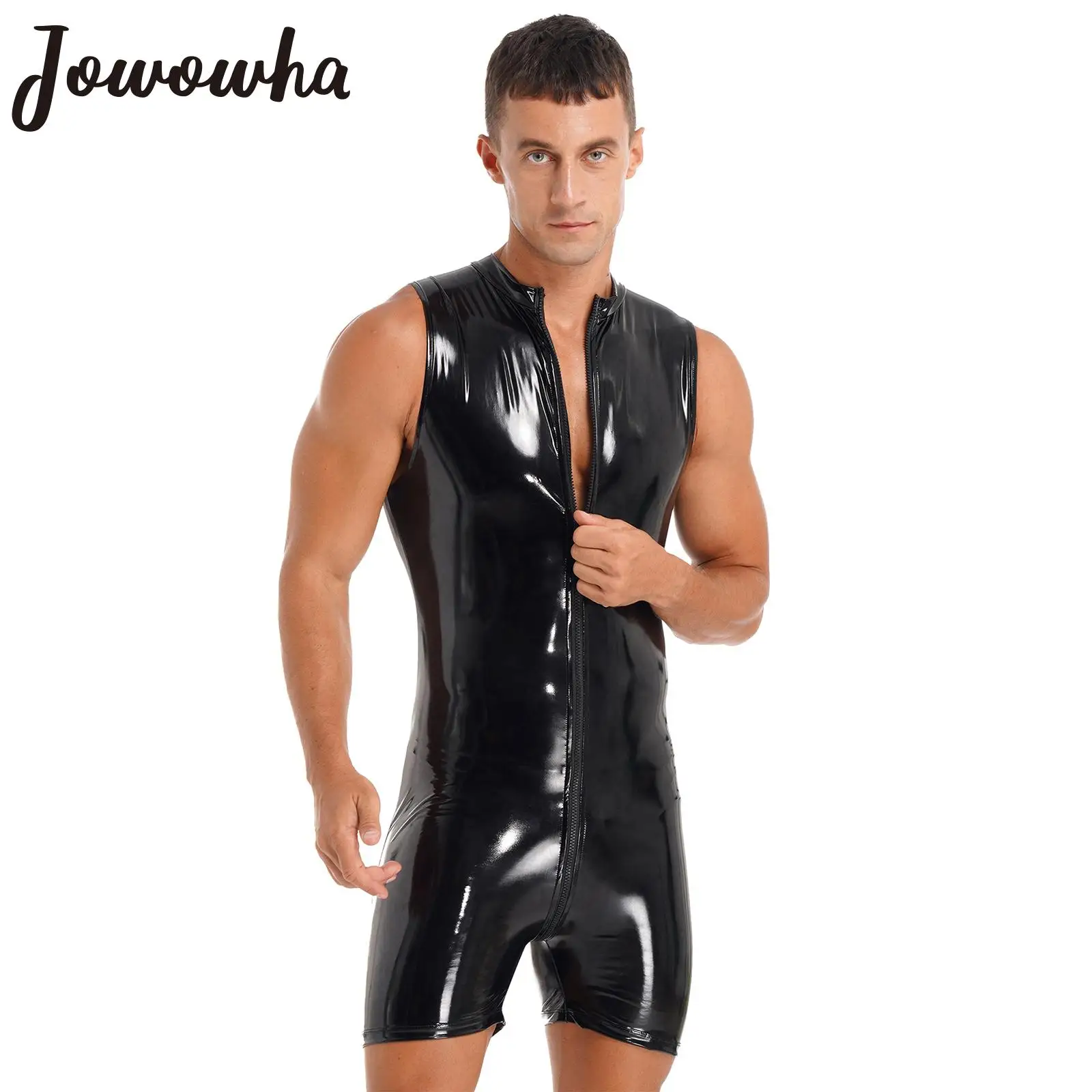 Mens Glossy Patent Leather Bodysuit Sleeveless Wet Look Zipper Jumpsuits Swimwear Lingerie Romper Rave Party Nightwear Clubwear
Mens Glossy Patent Leather Bodysuit Sleeveless Wet Look Zipper Jumpsuits Swimwear Lingerie Romper Rave Party Nightwear Clubwear