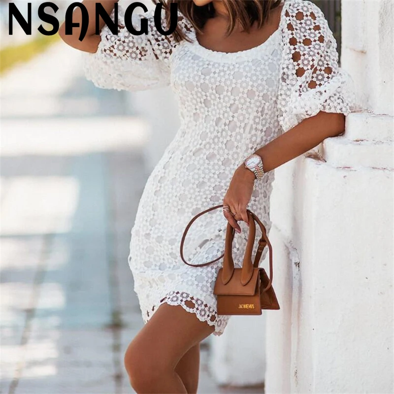 Vacation Outfits for Women 2022 New Puff Sleeve White Dresses Cutton Lace Hollow Out Sexy Lady Elegant Dress Dropshipping
Vacation Outfits for Women 2022 New Puff Sleeve White Dresses Cutton Lace Hollow Out Sexy Lady Elegant Dress Dropshipping