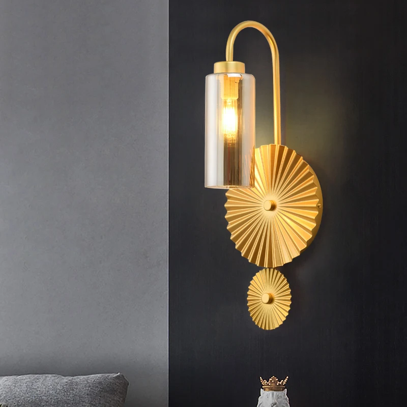 

Nordic Luxury Post Modern Industrial Metal Glass Wall Lamp Lustre Art Loft Decor Mirror Front Light Hall Bedroom Corridor Study