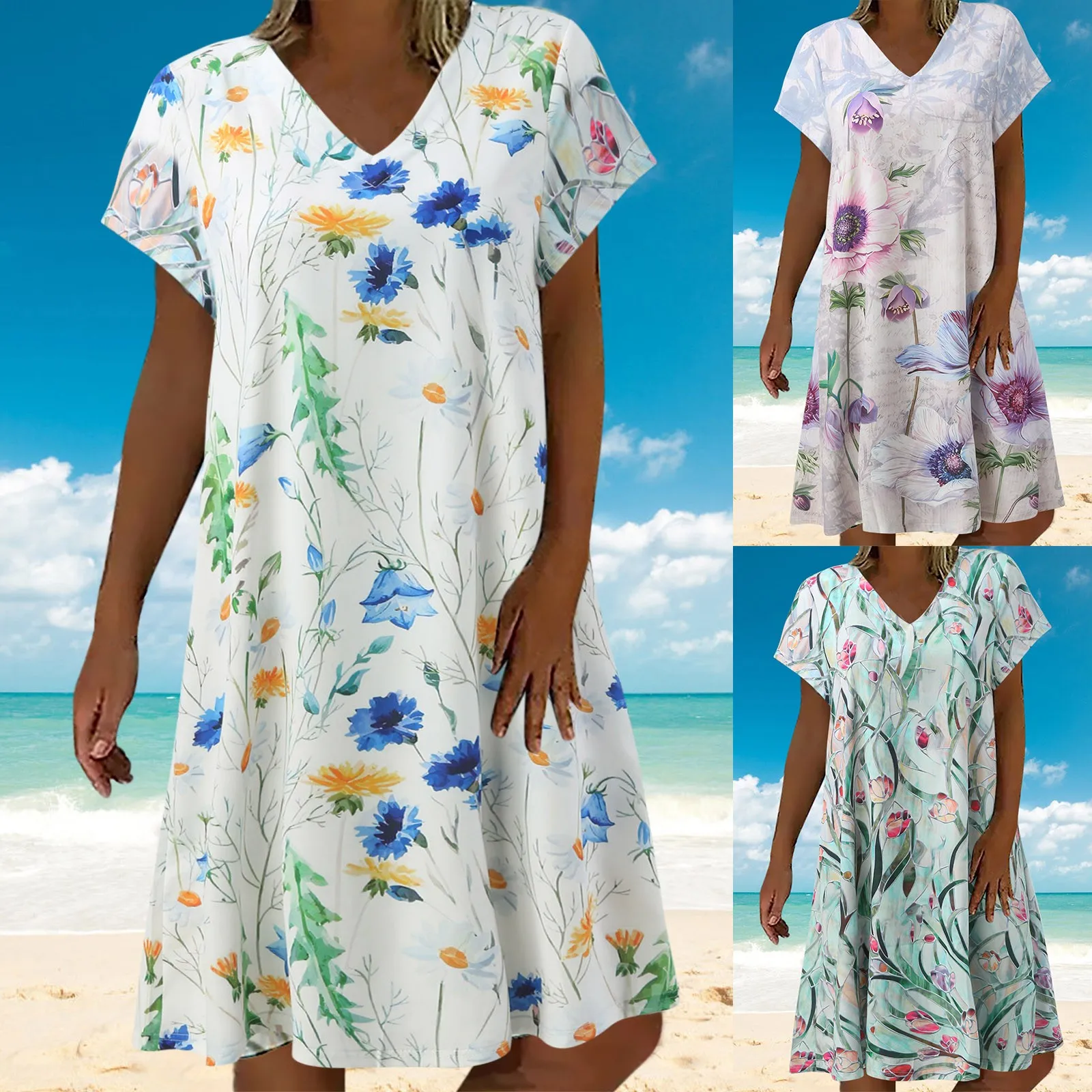 Fashion Casual Dresses Women's Summer Floral Printed V-Neck Short Sleeve Party Dress Female Elegant Vintage Bohemian Long Dress
Fashion Casual Dresses Women's Summer Floral Printed V-Neck Short Sleeve Party Dress Female Elegant Vintage Bohemian Long Dress