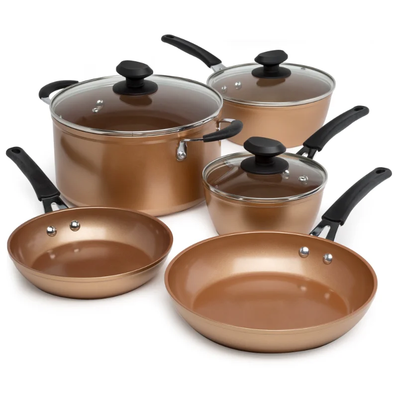 

Ecolution Titanium Ceramic Easy Clean Endure Nonstick Cookware Set, 8 Piece, Coppercookware pots and pans set