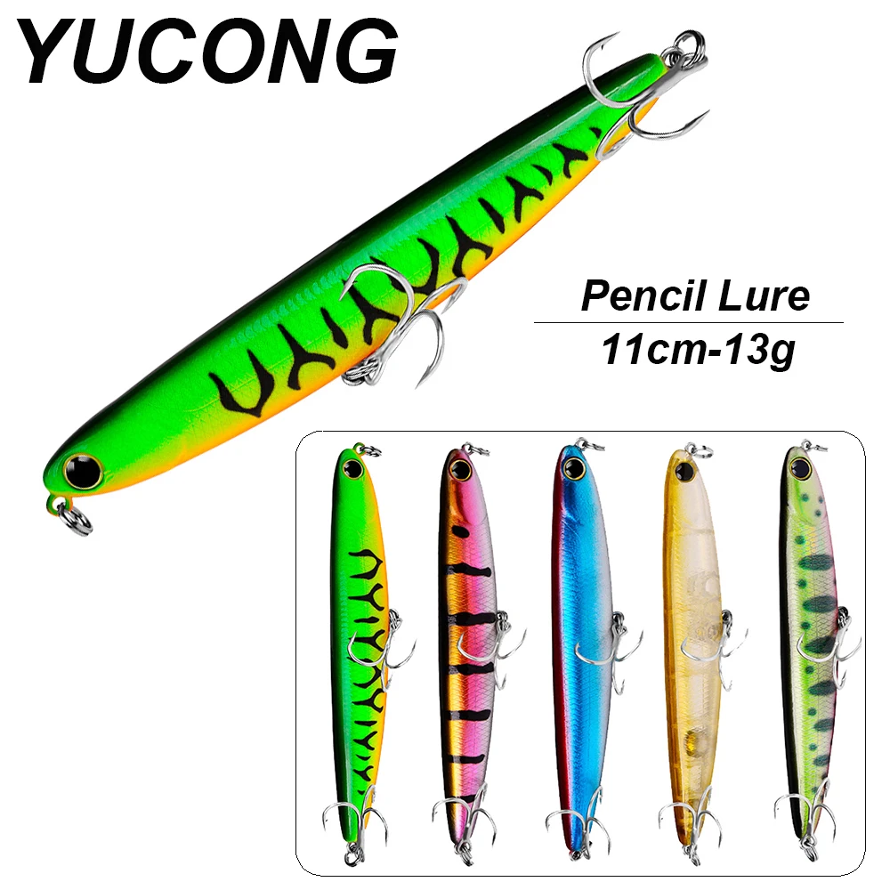 YUCONG 1PX Topwater Fishing Lure 11cm-13g Noisy Pencil Bait Floating Stickbait Wobbler Artificial Hard Lure For Bass Pesca Isca
YUCONG 1PX Topwater Fishing Lure 11cm-13g Noisy Pencil Bait Floating Stickbait Wobbler Artificial Hard Lure For Bass Pesca Isca