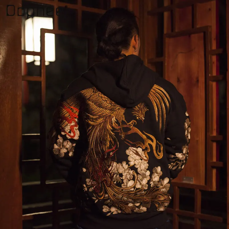 2023 Autumn and Winter New Men's Machine Embroidery Hooded Sweatshirt Japanese Style Cherry Blossom Zhuque Embroidered Coat
2023 Autumn and Winter New Men's Machine Embroidery Hooded Sweatshirt Japanese Style Cherry Blossom Zhuque Embroidered Coat