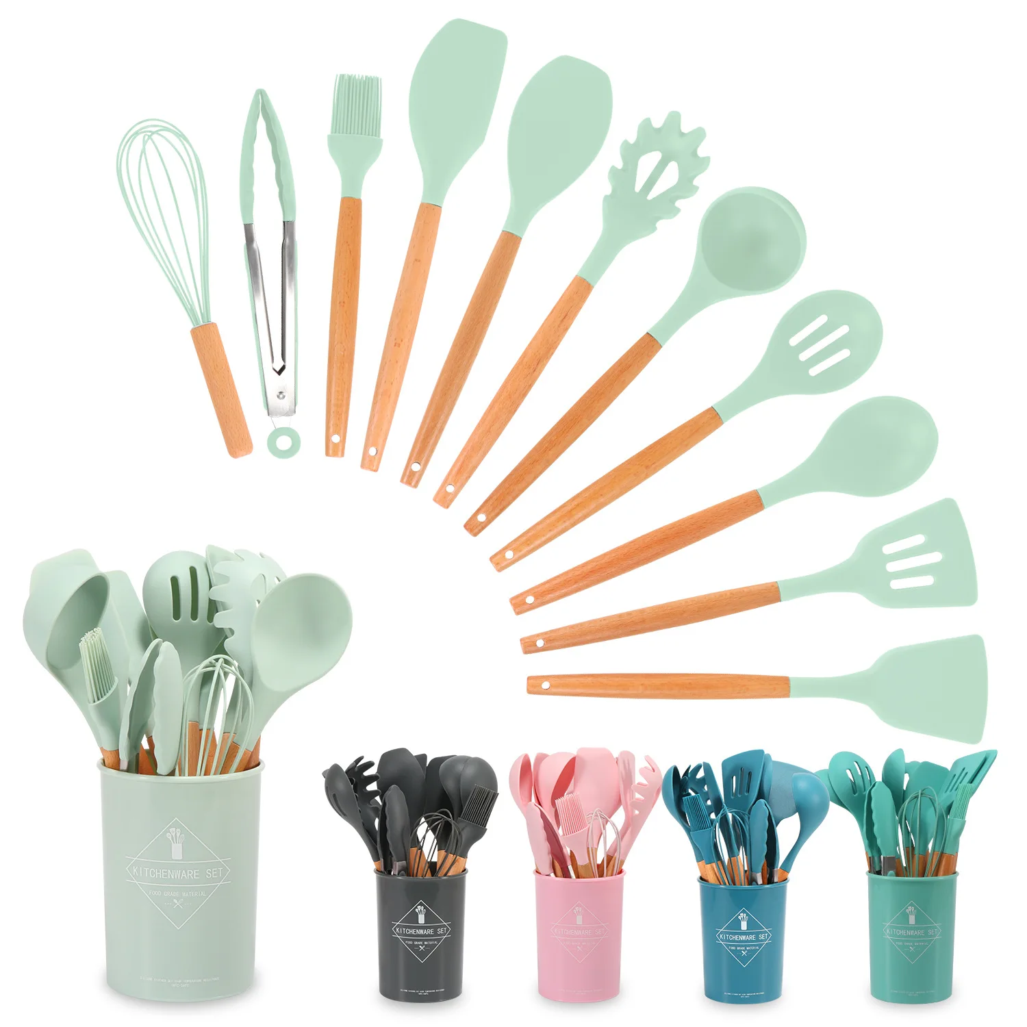 Cooking tool sets Non-toxic cooking baking kitchen tools utensils silicone shovel spoon scraper brush spade whisk turner
Cooking tool sets Non-toxic cooking baking kitchen tools utensils silicone shovel spoon scraper brush spade whisk turner