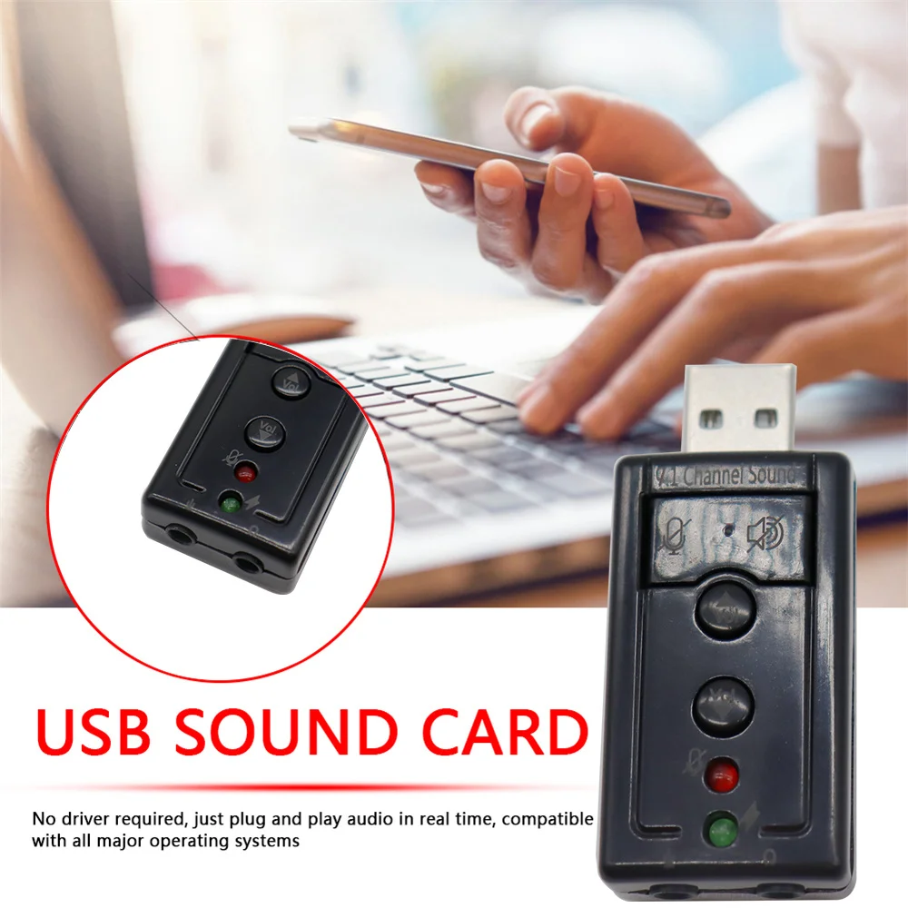 

10 pçs/lote USB2.0 Externo USB Sound Card Virtual 7.1 Canais Estéreo de 3.5mm Fone De Ouvido Adaptador de Áudio Placa de Som