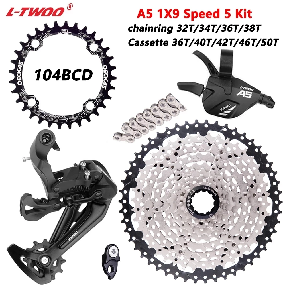 LTWOO MTB Bike A5 9 Speed Groupset 1X9 Shifter Trigger Rear Derailleur 9S50T 46T 42T 40T 36T Cassette K7 Parts 9V Chain Current
LTWOO MTB Bike A5 9 Speed Groupset 1X9 Shifter Trigger Rear Derailleur 9S50T 46T 42T 40T 36T Cassette K7 Parts 9V Chain Current
