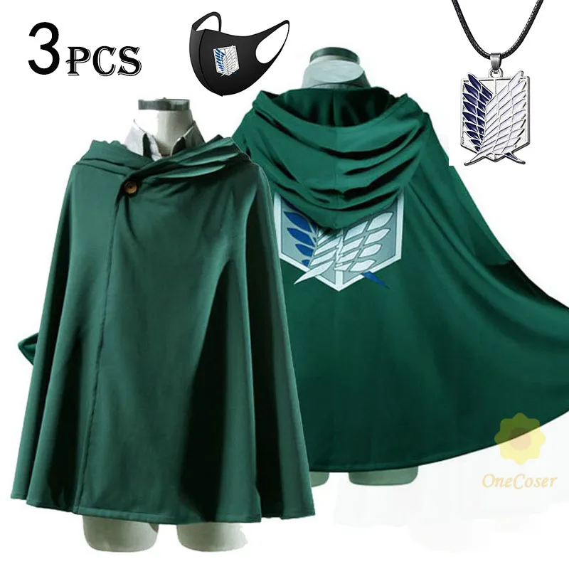 Anime Attack on Titan Levi Ackerman The Scouting Legion Wings of Liberty Cosplay Green Black Cloak Necklace Props Hooded Cape
Anime Attack on Titan Levi Ackerman The Scouting Legion Wings of Liberty Cosplay Green Black Cloak Necklace Props Hooded Cape