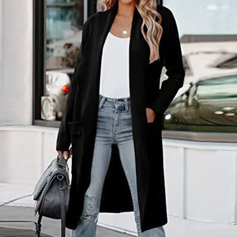 Autumn Casual Solid Color Loose Midi Cardigan Elegant Turn-down Collar Long Sleeve Coats Women All-Match Pocket Overcoat Jackets
Autumn Casual Solid Color Loose Midi Cardigan Elegant Turn-down Collar Long Sleeve Coats Women All-Match Pocket Overcoat Jackets