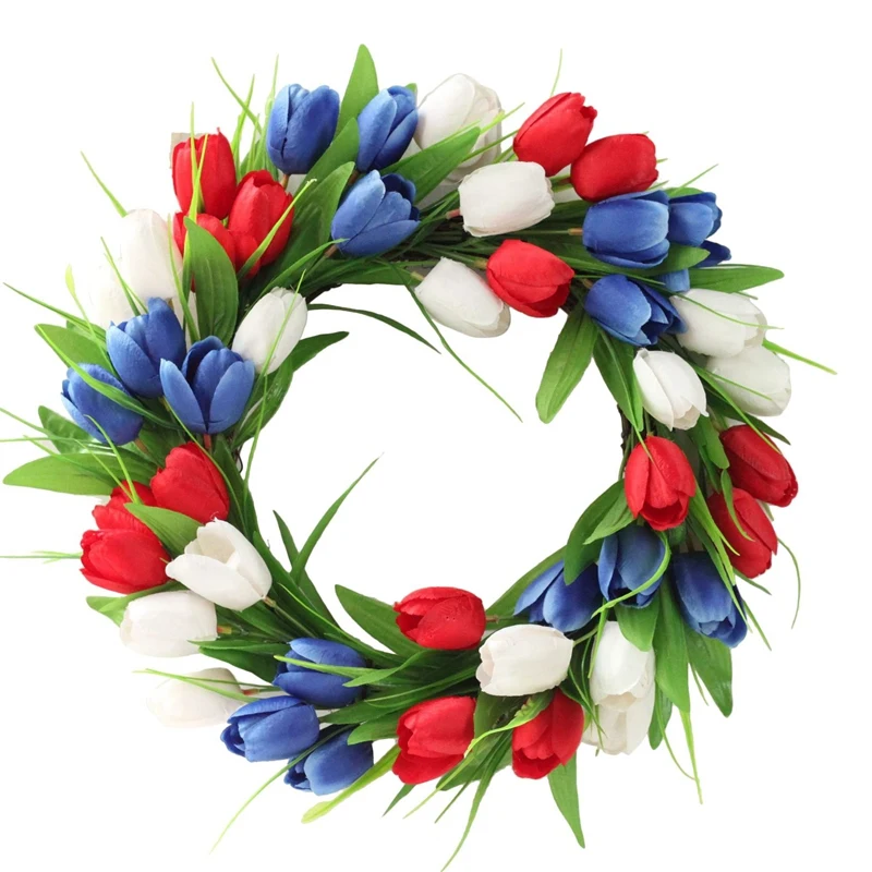 Artificial Tulip Wreath American Independence Day Patriotic Wreath For Front Door Wall Window Wedding Party Home Decor
Artificial Tulip Wreath American Independence Day Patriotic Wreath For Front Door Wall Window Wedding Party Home Decor