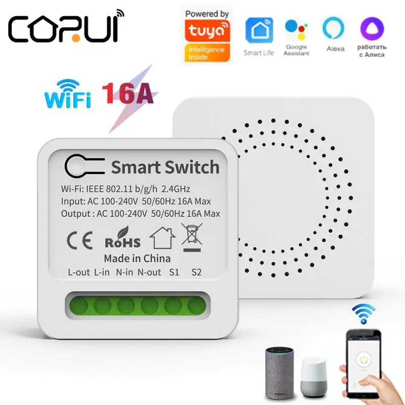 Tuya WiFi MINI Smart Switch 10A/16A Switches 2-way Control Timer Wireless Smart Home With Tuya Alexa Google Home Yandex Alice
Tuya WiFi MINI Smart Switch 10A/16A Switches 2-way Control Timer Wireless Smart Home With Tuya Alexa Google Home Yandex Alice