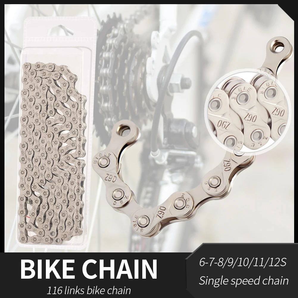 Bicycle Chain 6/7/8/9/10/11/12 Speed Velocidade Electroplated Silver Chain 116 Links Bike Parts For Mountain Road Bike
Bicycle Chain 6/7/8/9/10/11/12 Speed Velocidade Electroplated Silver Chain 116 Links Bike Parts For Mountain Road Bike