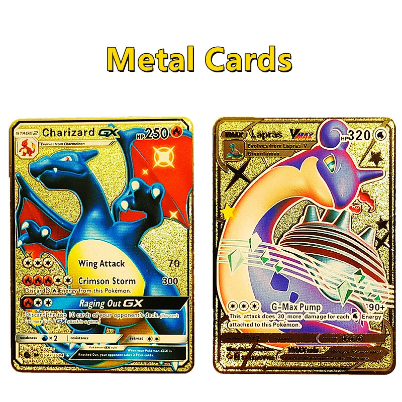 Golden Pokemon Cards Iron Pikachu Mewtwo Charizard Vmax Gold Metal Pokemon Shiny Letters Game Collection Card Anime Metal Gift
Golden Pokemon Cards Iron Pikachu Mewtwo Charizard Vmax Gold Metal Pokemon Shiny Letters Game Collection Card Anime Metal Gift