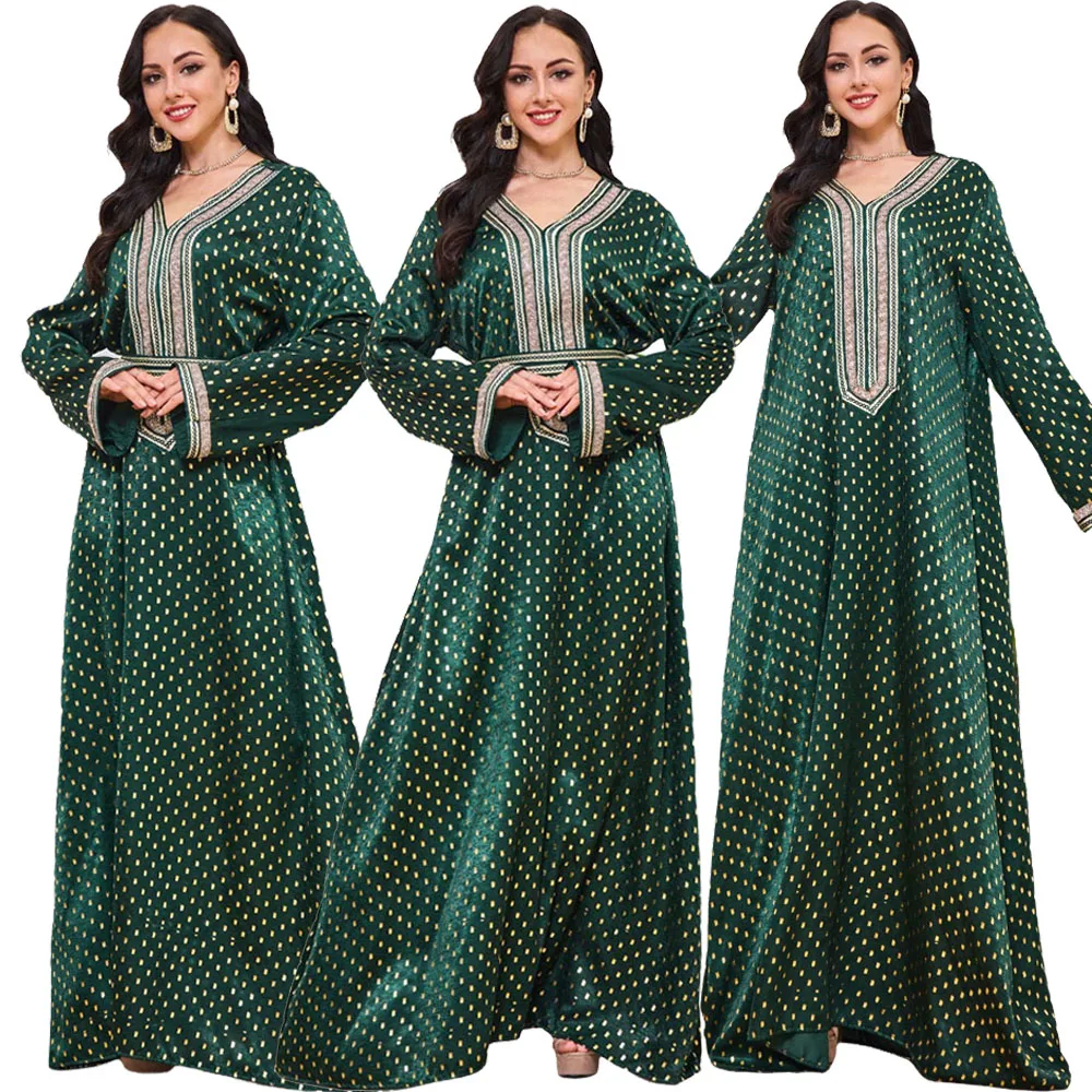 Dresses For Muslim Women Print Embroidery V-Neck Long Sleeve Party Maxi Dress With Belt Elegant Moroccan Kaftan Turkey Wears
Dresses For Muslim Women Print Embroidery V-Neck Long Sleeve Party Maxi Dress With Belt Elegant Moroccan Kaftan Turkey Wears
