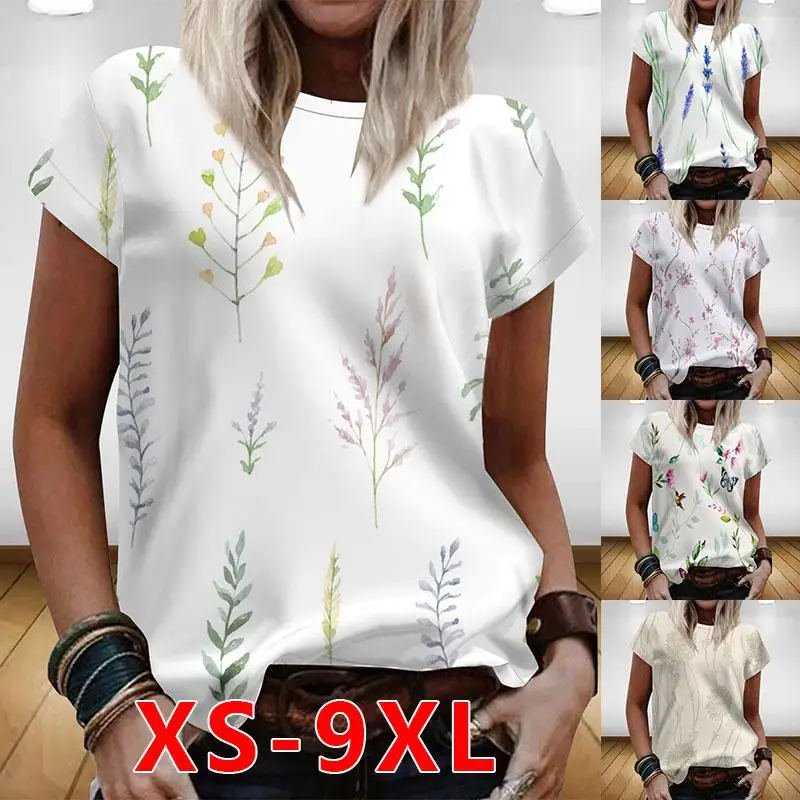 Women's 2022 0-neck Casual T-shirt Summer Loose Floral Printed Plus Size Shirts Xs-9xl
Women's 2022 0-neck Casual T-shirt Summer Loose Floral Printed Plus Size Shirts Xs-9xl