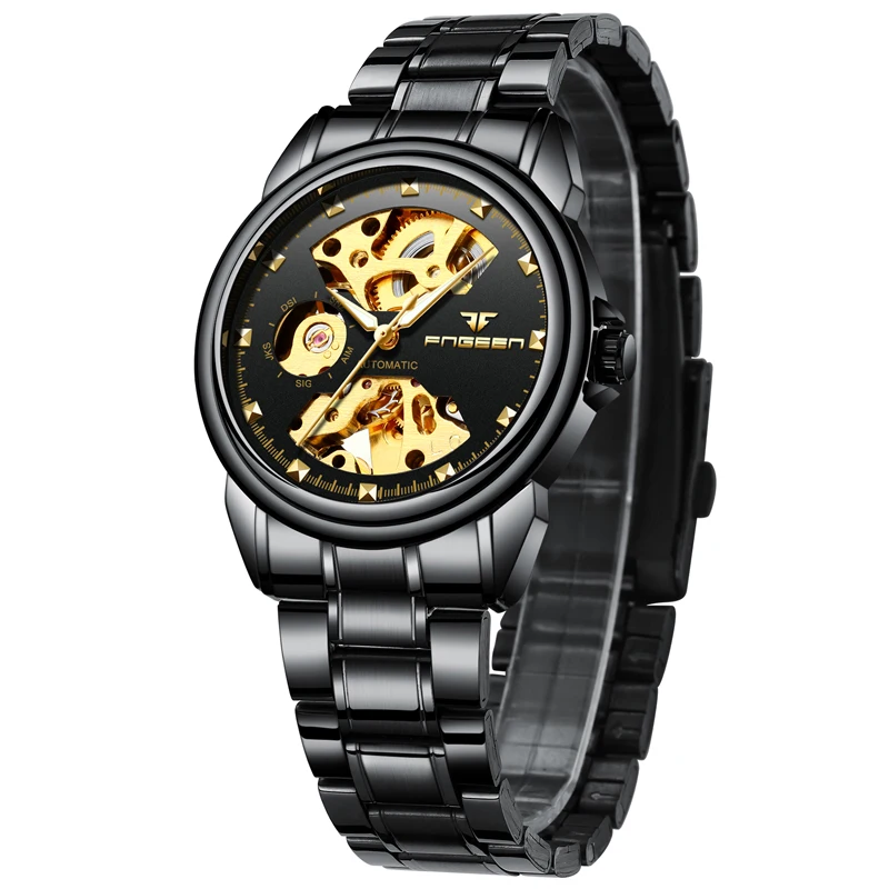 FNGEEN Watch For Men Automatic Mechanical Watch Fashion Business Skeleton Black All Steel Men's Watch Waterproof Clock Steampunk
FNGEEN Watch For Men Automatic Mechanical Watch Fashion Business Skeleton Black All Steel Men's Watch Waterproof Clock Steampunk