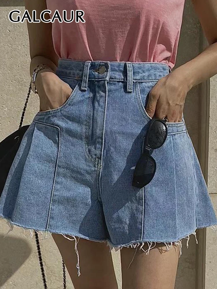 GALCAUR Temperament Denim Shorts For Women Patchwork Pockets Solid Folds Loose Raw Hem Summer Casual Short Trousers Female New
GALCAUR Temperament Denim Shorts For Women Patchwork Pockets Solid Folds Loose Raw Hem Summer Casual Short Trousers Female New