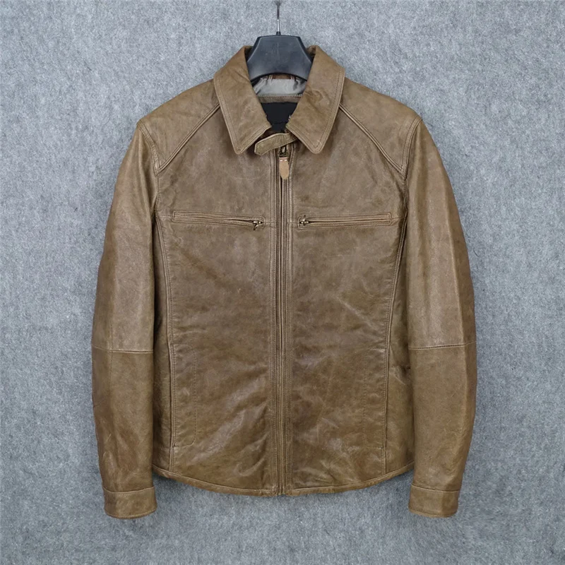 Free shipping.Heavy oil wax used sheepskin leather garment.men high quality natural genuine leather jacket.vintage casual
Free shipping.Heavy oil wax used sheepskin leather garment.men high quality natural genuine leather jacket.vintage casual