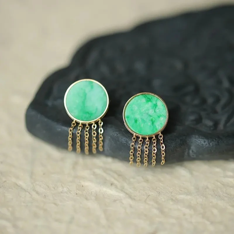 Creative design natural Hetian green chalcedony round tassel earrings exquisite Chinese style ancient charm ladies jewelry
Creative design natural Hetian green chalcedony round tassel earrings exquisite Chinese style ancient charm ladies jewelry