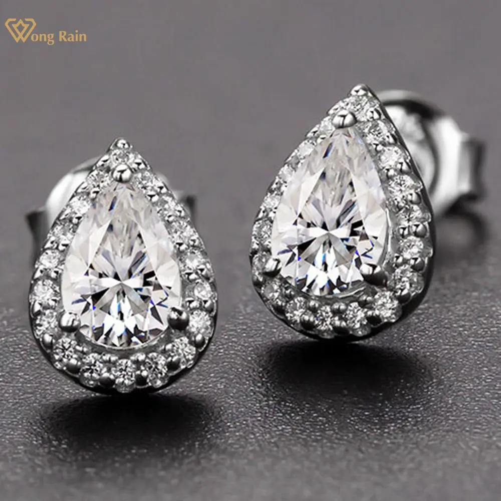 Wong Rain 100% 925 Sterling Silver 0.5 CT VVS D Color Pear Cut Real Moissanite Gemstone Ear Studs Earrings Fine Jewelry With GRA
Wong Rain 100% 925 Sterling Silver 0.5 CT VVS D Color Pear Cut Real Moissanite Gemstone Ear Studs Earrings Fine Jewelry With GRA