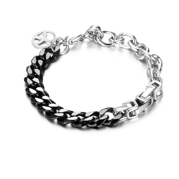 

High-Quality Stainless Steel Bracelets For Men Blank Personality Splicing Link Chain Bracelets On the Hand Jewelry Gifts trend