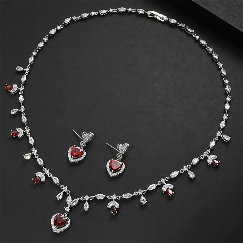 Fashion Charm Love Heart Design 2pcs Necklace and Earring Set For Women Bridal Cubic Zirconia Dubai Jewelry Sets bijoux N-311
Fashion Charm Love Heart Design 2pcs Necklace and Earring Set For Women Bridal Cubic Zirconia Dubai Jewelry Sets bijoux N-311